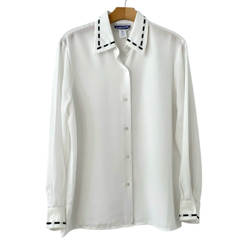 Vintage Pendleton Chiffon Button Down Blouse W Bl… - image 1